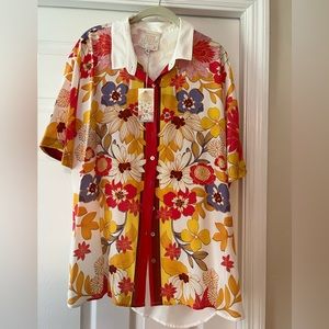 Johnny Was Silk Penny Button Down size XL